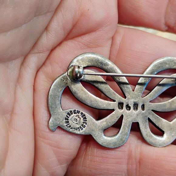 VTG Margot De Taxco Sterling Silver Enamel Bow Ribbon Knot Brooch Pin Mexico - Picture 8 of 10